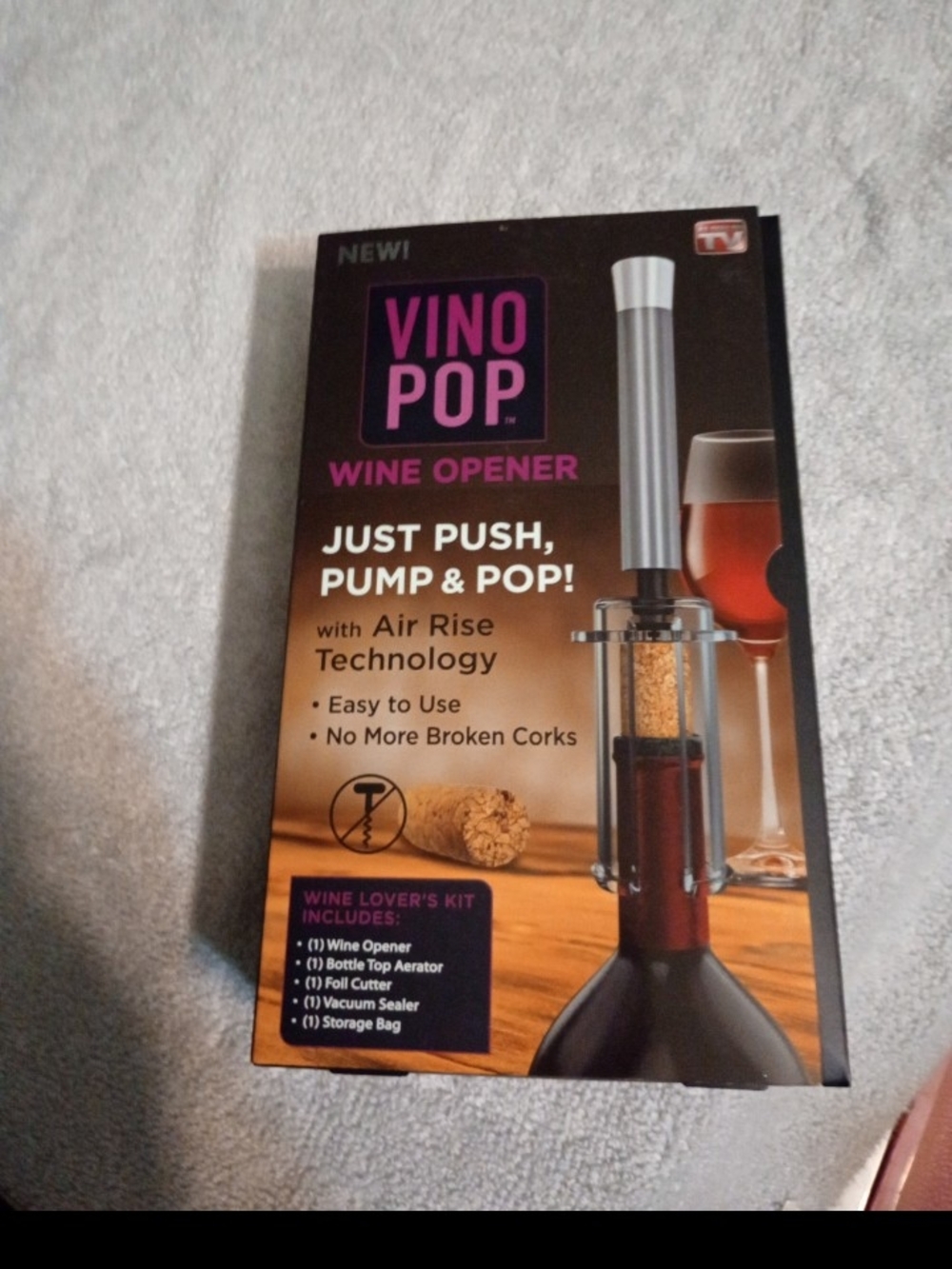Vino Pop Wine Opener - Silver & Black